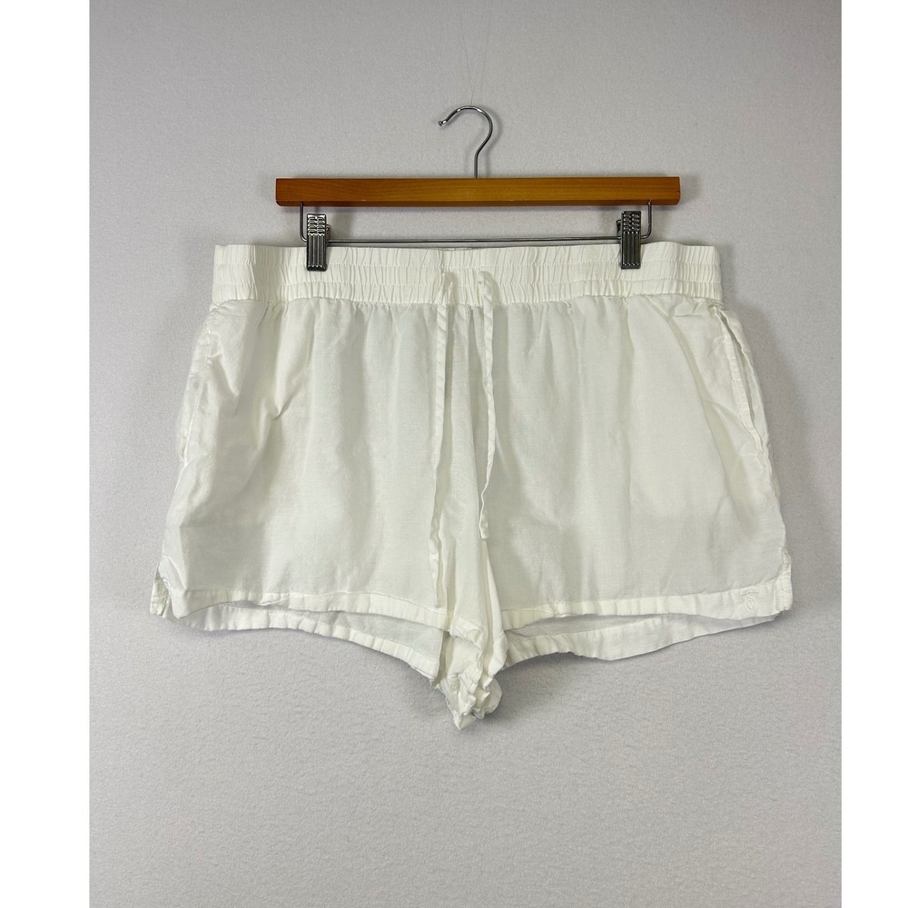 Coastal Linen Victoria's Secret Women XL White Cotton Blend Drawstring Shorts